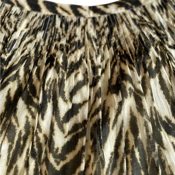 NWT Talbots Tiger Animal Print Cotton Fit & Flare Midi Skirt Women's Size 0P - Picture 4 of 9